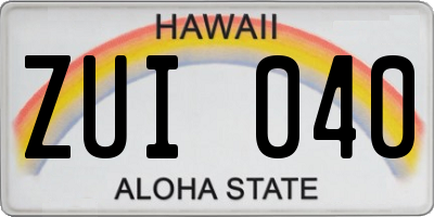 HI license plate ZUI040