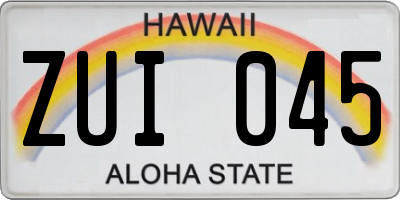 HI license plate ZUI045