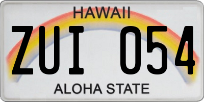 HI license plate ZUI054