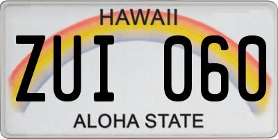 HI license plate ZUI060