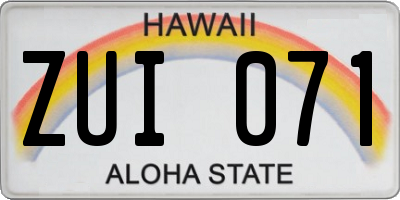 HI license plate ZUI071