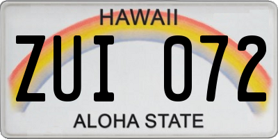 HI license plate ZUI072