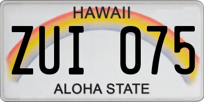 HI license plate ZUI075