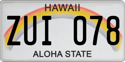 HI license plate ZUI078