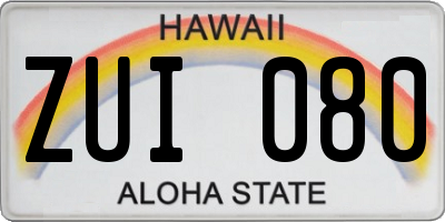 HI license plate ZUI080