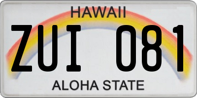 HI license plate ZUI081