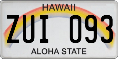 HI license plate ZUI093