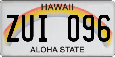 HI license plate ZUI096