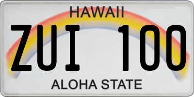HI license plate ZUI100