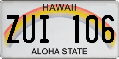 HI license plate ZUI106