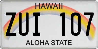 HI license plate ZUI107