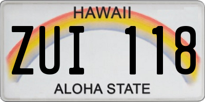 HI license plate ZUI118