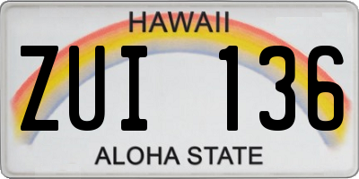 HI license plate ZUI136