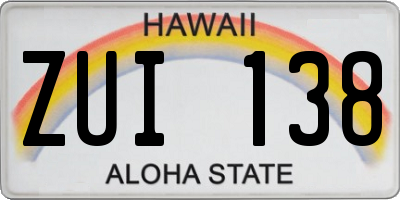 HI license plate ZUI138