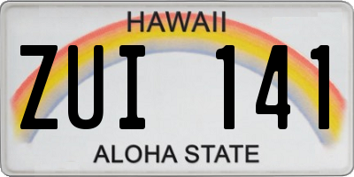 HI license plate ZUI141