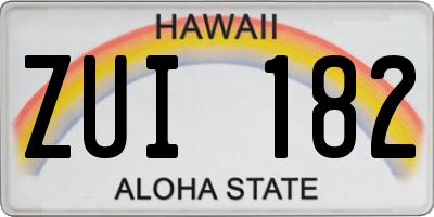 HI license plate ZUI182