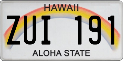 HI license plate ZUI191