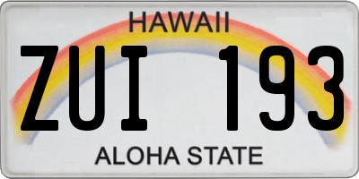 HI license plate ZUI193