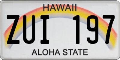 HI license plate ZUI197