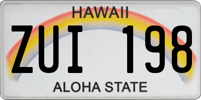 HI license plate ZUI198
