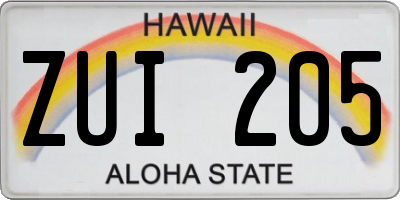 HI license plate ZUI205