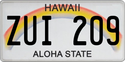 HI license plate ZUI209