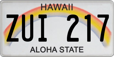 HI license plate ZUI217