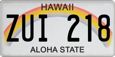 HI license plate ZUI218