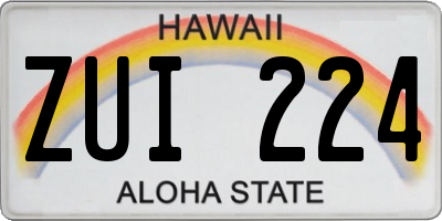 HI license plate ZUI224