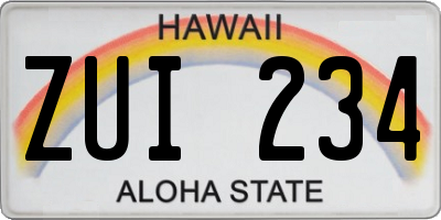 HI license plate ZUI234