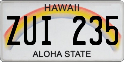 HI license plate ZUI235