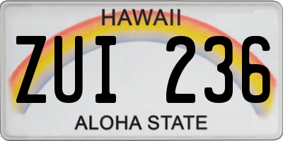 HI license plate ZUI236
