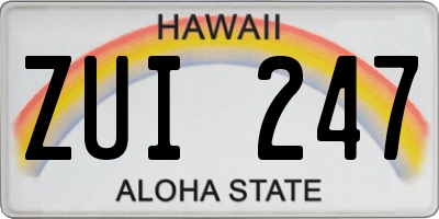HI license plate ZUI247