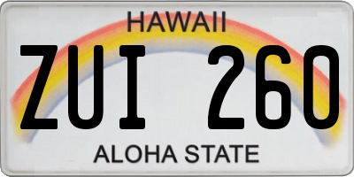 HI license plate ZUI260