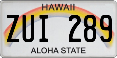 HI license plate ZUI289