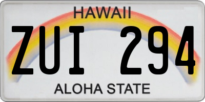 HI license plate ZUI294