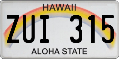 HI license plate ZUI315