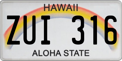 HI license plate ZUI316