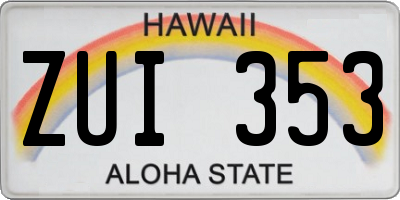HI license plate ZUI353