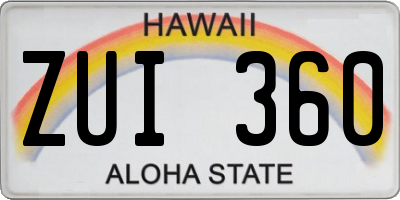 HI license plate ZUI360