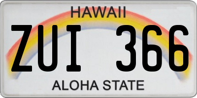 HI license plate ZUI366