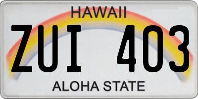 HI license plate ZUI403
