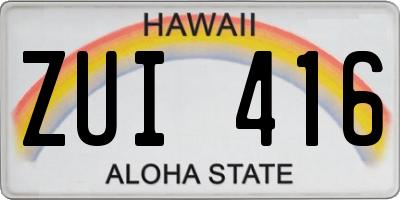 HI license plate ZUI416