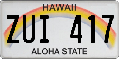 HI license plate ZUI417