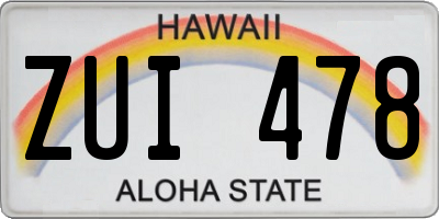 HI license plate ZUI478