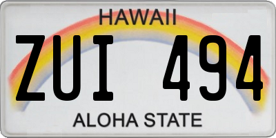 HI license plate ZUI494