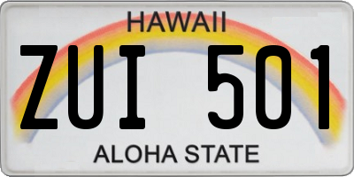 HI license plate ZUI501