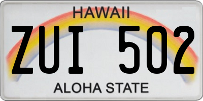 HI license plate ZUI502