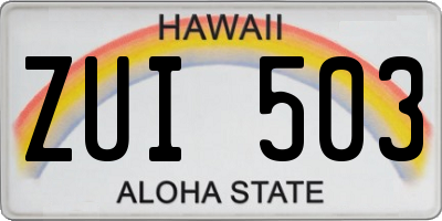 HI license plate ZUI503
