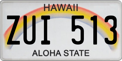 HI license plate ZUI513